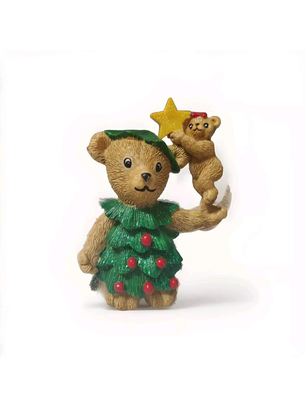 CLAIRE'S Vintage 1997 Christmas Tree Bear Star Top 3.5”  Ornament Figurine
